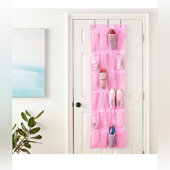 Amazon Basics Over the Door Organizer with 24 Pockets - Pink NEW - Picture 4 of 4